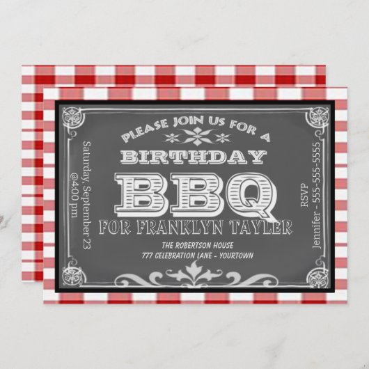 Birthday Chalkboard BBQ Kaart (Voorkant / Achterkant)