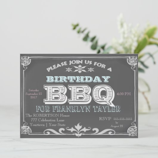 Birthday Chalkboard BBQ Kaart (Staand voorkant)