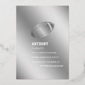 Birthday Chalkboard, Football van de marine en zil Folie Uitnodiging (Achterkant)