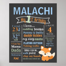 Birthday Chalkboard - Woodland, Red Fox, Fox