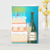 Birthday Champagne and Cake Kaart (Gele Bloem)
