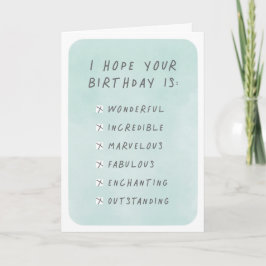 Birthday Checklist Greeting Card Kaart