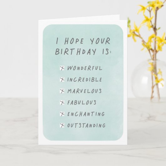 Birthday Checklist Greeting Card Kaart (Gele Bloem)