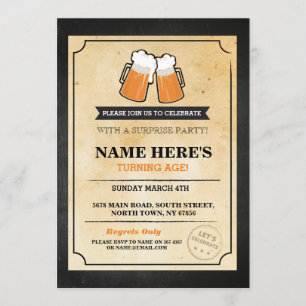 Birthday Cheers Beers Chalk Bar Invite Kaart