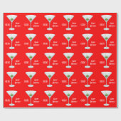 Birthday Cheers Martini Glass Olive Cocktails Red Cadeaupapier (Vlak)