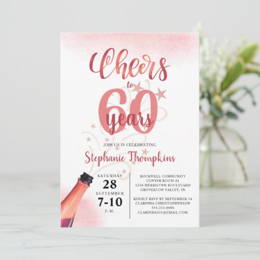 'Birthday CHEERS' NAAR # JAAR Roos Gold Script Kaart (Staand voorkant)