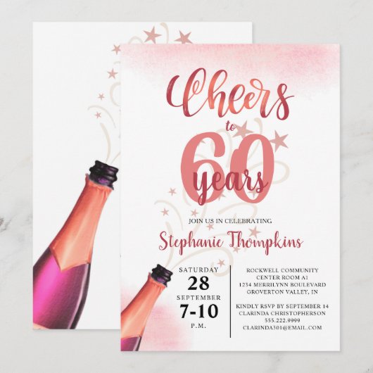 'Birthday CHEERS' NAAR # JAAR Roos Gold Script Kaart (Voorkant / Achterkant)