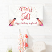 'Birthday CHEERS' NAAR # JAAR Roos Gold Script Spandoek (Insitu)