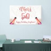 'Birthday CHEERS' NAAR # JAAR Roos Gold Script Spandoek (Beurs)