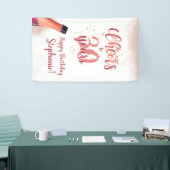 'Birthday CHEERS' NAAR # JAAR Roos Gold Script Spandoek (Beurs)