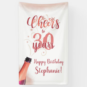 'Birthday CHEERS' NAAR # JAAR Roos Gold Script Spandoek