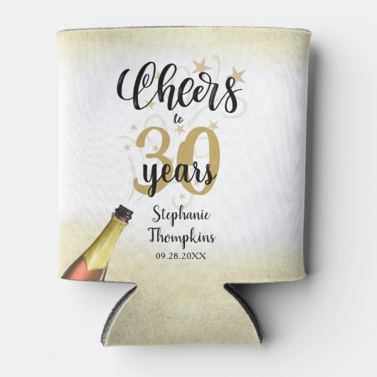 'Birthday CHEERS' NAAR # YEARS Black Gold Script Blikjeskoeler (Voorkant)