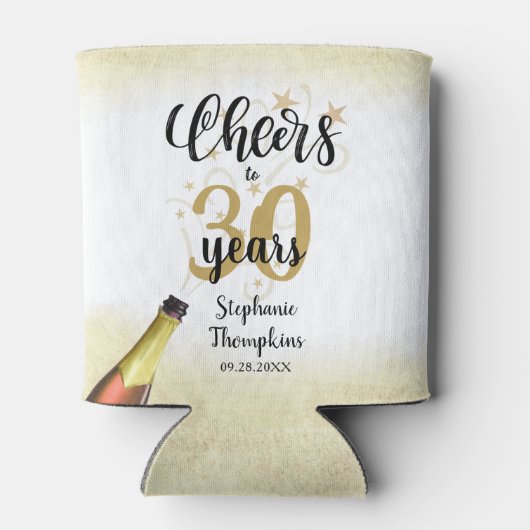 'Birthday CHEERS' NAAR # YEARS Black Gold Script Blikjeskoeler (Achterkant)