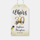 'Birthday CHEERS' NAAR # YEARS Black Gold Script Cadeaulabel (Voorkant)