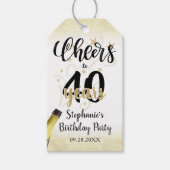'Birthday CHEERS' NAAR # YEARS Black Gold Script Cadeaulabel (Voorkant)