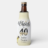 'Birthday CHEERS' NAAR # YEARS Black Gold Script Flesjeskoeler (Fles Voorkant)