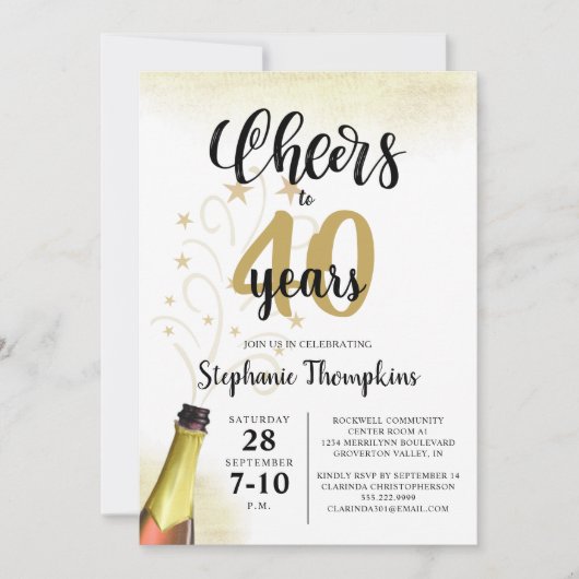 'Birthday CHEERS' NAAR # YEARS Black Gold Script Kaart (Voorkant)