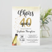 'Birthday CHEERS' NAAR # YEARS Black Gold Script Kaart (Staand voorkant)