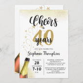'Birthday CHEERS' NAAR # YEARS Black Gold Script Kaart (Voorkant / Achterkant)