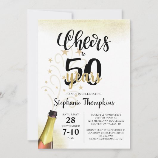 'Birthday CHEERS' NAAR # YEARS Black Gold Script Kaart (Voorkant)