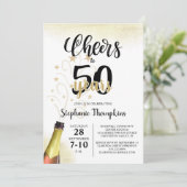 'Birthday CHEERS' NAAR # YEARS Black Gold Script Kaart (Staand voorkant)