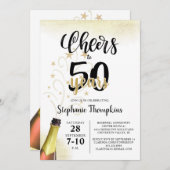 'Birthday CHEERS' NAAR # YEARS Black Gold Script Kaart (Voorkant / Achterkant)