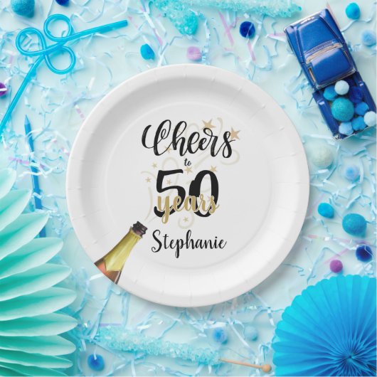 'Birthday CHEERS' NAAR # YEARS Black Gold Script Papieren Bordje (Feest)