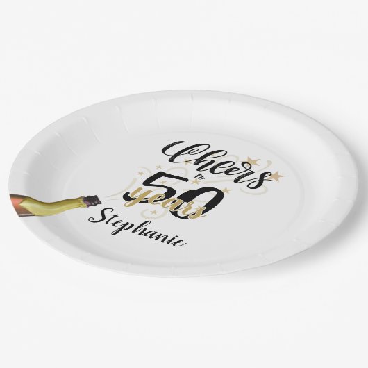 'Birthday CHEERS' NAAR # YEARS Black Gold Script Papieren Bordje (Gekanteld)