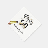 'Birthday CHEERS' NAAR # YEARS Black Gold Script Servet (Hoek)