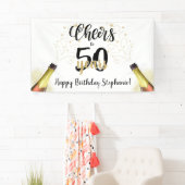 'Birthday CHEERS' NAAR # YEARS Black Gold Script Spandoek (Insitu)