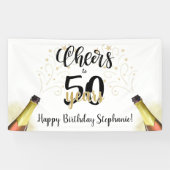 'Birthday CHEERS' NAAR # YEARS Black Gold Script Spandoek (Horizontaal)