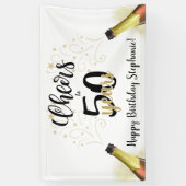 'Birthday CHEERS' NAAR # YEARS Black Gold Script Spandoek (Verticaal)