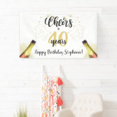 'Birthday CHEERS' NAAR # YEARS Black Gold Script Spandoek (Insitu)