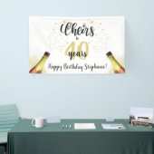 'Birthday CHEERS' NAAR # YEARS Black Gold Script Spandoek (Beurs)