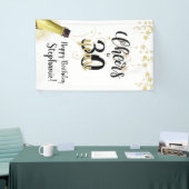'Birthday CHEERS' NAAR # YEARS Black Gold Script Spandoek (Beurs)