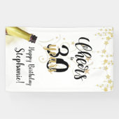 'Birthday CHEERS' NAAR # YEARS Black Gold Script Spandoek (Horizontaal)