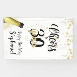 'Birthday CHEERS' NAAR # YEARS Black Gold Script Spandoek