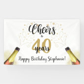'Birthday CHEERS' NAAR # YEARS Black Gold Script Spandoek (Horizontaal)