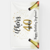 'Birthday CHEERS' NAAR # YEARS Black Gold Script Spandoek (Verticaal)
