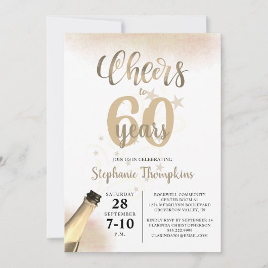 'Birthday CHEERS' NAAR # YEARS Gold Script Kaart (Voorkant)