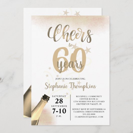 'Birthday CHEERS' NAAR # YEARS Gold Script Kaart (Voorkant / Achterkant)