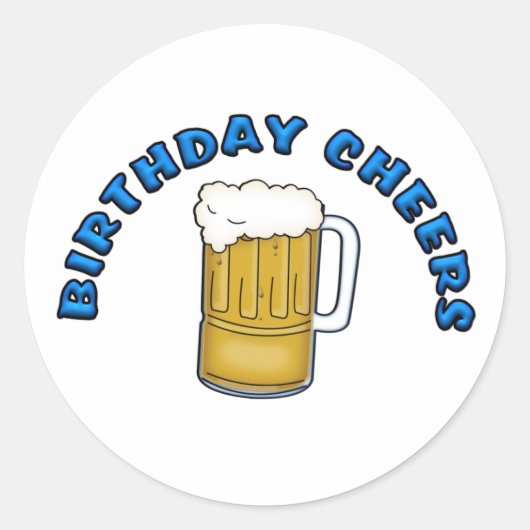 Birthday Cheers Ronde Sticker (Voorkant)