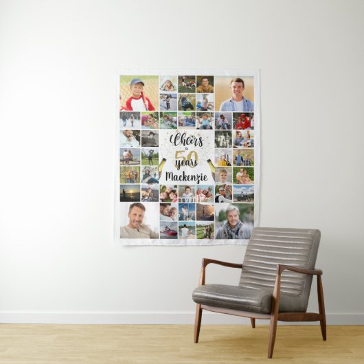 Birthday CHEERS TO # YEARS 42 Photo Collage Wandkleed (In situ)