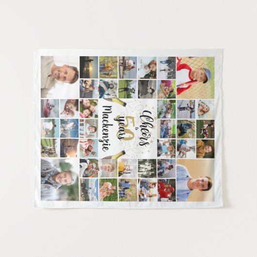 Birthday CHEERS TO # YEARS 42 Photo Collage Wandkleed (Voorkant (horizontaal))