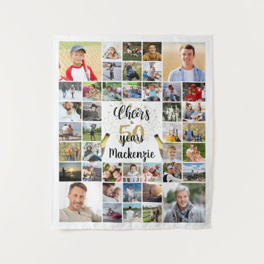 Birthday CHEERS TO # YEARS 42 Photo Collage Wandkleed (Voorkant)