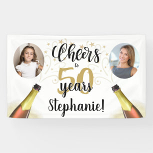 Birthday CHEERS TO # YEARS Black Gold 2 foto Spandoek