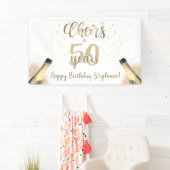 Birthday CHEERS TO # YEARS Champagne Gold Script Spandoek (Insitu)