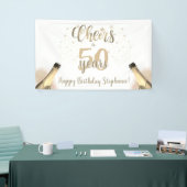 Birthday CHEERS TO # YEARS Champagne Gold Script Spandoek (Beurs)