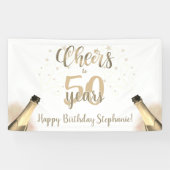 Birthday CHEERS TO # YEARS Champagne Gold Script Spandoek (Horizontaal)