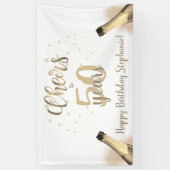 Birthday CHEERS TO # YEARS Champagne Gold Script Spandoek (Verticaal)